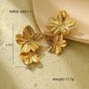 Estilo Palacio Francés Retro Oro Acero Inoxidable Pétalo Borla Pendientes Metálicos Diseño Versátil Pendientes para Mujer