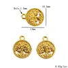 Acero Inoxidable Chapado al Vacío Oro 18K Colgante de Cruz Colgante Árbol de la Vida Pendientes DIY Collar Accesorios de Joyería
