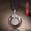 Collar con Colgante para Hombre Moderno Elegante Sencillo Versátil Obsidiana Hebilla de Seguridad Plata de Ley S925 Joyería para Mujer