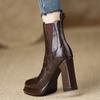 Botas Impermeables de Plataforma con Tacón Grueso 2026 Otoño Nuevas Elegantes Versátiles Cómodas de Tacón Alto con Banda Elástica Acortadoras de Altura en Marrón