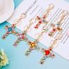 Chaveiro de Carro Cruz de Cristal Europeia e Americana Argola de Metal Pingente para Bolsa Feminina com Diamantes Presente Criativo Transfronteiriço