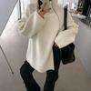 Elegante Suéter Grueso de Cuello Alto con Cremallera Lateral para Mujer, Nuevo Estilo Otoño e Invierno 2026, Estilo Holgado y Relajado, Tejido Adelgazante, Moderno