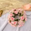 Corona de Portavelas de Rosa Pequeña Simulada Corona de Flores Simuladas de Amazon Adorno de Mesa Accesorios para Fotografía de Bodas
