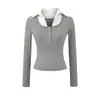 Camiseta Color Block Slim Fit Tendência, Falsa Peça Dupla, Manga Longa, Nova Camisa Base Versátil Slim Fit para Primavera, Top Curto
