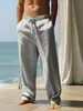 Pantalona Casual Versátil de Cor Sólida, Respirável e Absorvente de Suor, Nova Coleção Primavera e Outono de Algodão e Linho Masculino, Transfronteiriça da Amazon Europeia e Americana