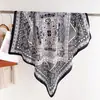 Bufanda Cuadrada Grande de Seda 90 Europea y Americana Transfronteriza Versátil Espiga Pañuelo para la Cabeza Estampado de Anacardos Retro