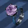Nuevo Anillo Huabi Joyería 2025 Chapado en Cobre Dorado Simulación Corte Rosa Oro Negro Clásico Seis Garras para Mujer 12mm