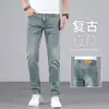 Jeans Masculino Retrô de Alta Qualidade 2026, Corte Reto Slim Fit, Marca Tendência, Calça Casual de Verão Fina