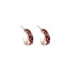 Aretes de aguja de plata 925 estilo Chanel versátiles elegantes en forma de C para mujer, aretes colgantes de diseño avanzado de nicho de lujo ligero con esmalte goteado