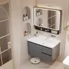 Gabinete de baño de aluminio de panal engrosado con lavabo de cerámica integrado y unidad de tocador
