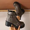 2026 Nuevo Modelo Transfronterizo 43 Talla Grande Botines Botines Cortos Tacón Grueso Plataforma Martin Estilo Europeo y Americano Con Cordones Suela Gruesa Botas para Mujer