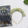 Nova Faixa de Cabeça Dourada com Fio de Glitter para Aniversário Chapéu de Aniversário com Letras em Inglês Decoração de Festa Atmosfera de Festa Adereço de Cabeça para Foto