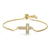 Pulsera de Cobre Hueco con Circonita y Cruz, Ajustable con Cordón, Estilo Minimalista de Moda, Joyería de Venta Caliente Transfronteriza de Temu