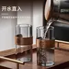Conjunto de Copos de Vidro Doméstico Copo de Bebida Hospitalidade Resistente a Altas Temperaturas Copo para Chá Verde Anti-Escaldante Anel de Madeira Copo de Chá Chinês Luxo Acessível