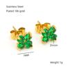 Pendientes de acero inoxidable chapados en oro de 18 quilates para mujer, con circonitas y trébol de cuatro hojas, estilo europeo y americano, combinados con Niche Sense.
