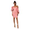 Vestido Asimétrico con Hombro Descubierto Estilo Africano Ajustado al Cuerpo con Volantes, Vestido Corto Ceñido a la Cintura, Elegante Vestido Sexy de Color Sólido para Mujer con Hombros Descubiertos