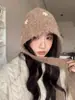 Etiqueta de Tecido Chapeuzinho Vermelho Outono e Inverno Estilo Coreano Chapéu de Lã Quente com Capuz Pequeno Moda Chapéu de Tricô Versátil para Mulheres