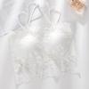 Sutiã de renda com alça dupla fixa, roupa íntima com bojo ajustável, sutiã fino feminino