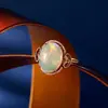 Estilo Europeo y Americano Lujo Ligero Fideos de Huevo Grandes Anillo de Ópalo Simple para Mujer Combinación Perfecta Elegante Diseño de Nicho Ajustable Lote al por Mayor