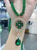 Colar Versátil de Alto Padrão Outono e Inverno Estilo Étnico Corrente Longa para Suéter Pingente de Franja Ruyi Verde Acessórios de Vestuário Joias