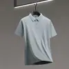 Camisa Polo de Seda Gelo Sem Costura Verão Masculina Manga Curta Camiseta Gola Polo Marca da Moda Camiseta Camisa Polo Gola de Camisa de Alta Qualidade