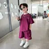 Traje de camiseta de manga corta de verano para niños Traje para niños de jardín de infantes Conjunto de dos piezas de verano para niños de 3 años