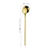 Colher de Aço Inoxidável 304 Cabo Longo Colher de Mexer Colher para Temperos Gelo Ninho de Pássaro Colher Pequena Redonda Colher para Mel Sobremesa Café Espessada