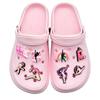 Tamancos Cor-de-Rosa da Série Ballet Mais Vendidos Transfronteiriços, Fivelas de Sapato com Flores, Decorações de Sapato Removíveis de Borracha Macia em PVC