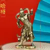 Estilo Retrô Latão Hengha Estátua de Dois Generais em Pé Enfeites Decorações para Casa Artesanato Antigo Mobiliário Doméstico