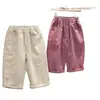 Pantalones Casuales para Niñas Pantalones de Primavera y Otoño para Niños Pierna Recta Cintura Elástica Versátiles Color Sólido Holgados Largos