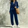 Conjunto de mujer transfronterizo de Amazon otoño/invierno 2026: Top de manga larga con escote drapeado y pantalones de pierna cónica, un conjunto informal de dos piezas para mujeres europeas y americanas