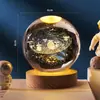 Explosões transfronteiriças Bola de Cristal Luminosa USB Esculpida em 3D Presentes Criativos Enfeites de Mesa Bola de Cristal Luz Noturna