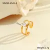 Novedades Transfronterizas Otoño e Invierno Anillo de Zirconia Incrustada de Acero Inoxidable Chapado en Oro de 18K Joyería de Mano Moderna y Exquisita Venta al por Mayor