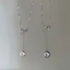 ¡Plata de ley completa que no se decolora! ¡Elegancia Francesa! Collar de Cadena para Clavícula con Lazo de Circonita y Perla Sintética Importada Estilo Lujo Ligero para Mujer