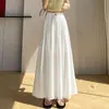 Roupas Femininas: Calça Larga de Seda Gelada e Linho para Mulheres, Cintura Semi-Elástica de Verão, Plissada, Fluida, Casual de Algodão e Linho, Saia-Calça Yamamoto