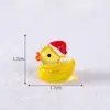 Paisagem em miniatura, pato fofo com chapéu de Natal brilhante, esfera de cristal para jardinagem, ornamentos decorativos, miniaturas de mesa