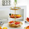 Mesa de postres y pasteles de acero inoxidable de varias capas, mesa de refrigerios, plato de frutas, mesa de postres, expositor, bandeja de doble capa