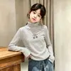 Otoño/Invierno 2026 Terciopelo Alemán para Niñas Cuello Semi Alto Camiseta Base de Manga Larga Rayada Cálida Doble Cara Cepillada Moderna