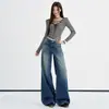 Jean Naranja Juvenil # Jeans de pierna ancha para mujer con bordado de corazón en el bolsillo trasero, corte holgado, adelgazante, con caída, únicos y versátiles, pantalones de largo completo