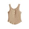 22122-25 Nuevo Estilo de Verano Retro Americano Waffle Chica Dulce Casual Deseo Puro Chaleco de Dobladillo Curvo