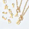 Europa y Estados Unidos cadena de clip de hebilla Ot transfronteriza collar con colgante de 26 letras inglesas cadena de clavícula femenina de acero inoxidable oro de 18K