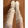 Botas blancas de tacón grueso, botas largas para mujer, nuevo estilo otoño 2026, perfectas con faldas, que realzan la altura, versátiles, adelgazantes, botas de caña alta estilo coreano