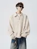 Sudadera Retro Suelta con Media Cremallera y Solapas Casual para Hombre, Estilo Primavera y Otoño, Chaleco Gris Pesado de Moda