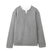 Ribete de pelo de conejo, cuello Henley, suéter de punto de dos piezas falso, nueva sudadera versátil para hombre con cuello en V para otoño/invierno, top cálido y casual