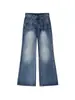 Talla grande Jeans Retro Americanos Micro-acampanados para Mujer Otoño e Invierno niña gordita Sueltos Adelgazantes Cintura Alta Pierna Recta Pantalones de Pierna Ancha