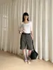 Yuyi 2026 Verano Nuevo Estilo Retro Shorts de Mezclilla Color Verde Militar para Mujer Shorts de Mezclilla de Pierna Recta Cx6257