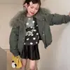 Abrigo de Algodón para Niña con Cuello de Piel 2026 Nuevo Estilo Coreano Moda Infantil Otoño/Invierno Engrosado Elegante Parka Estilo Ropa de Trabajo