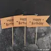 Decoración para hornear pasteles Tira cuadrada de papel Kraft Bandera de esquina cuadrada Marco de bendición Tarjeta para pastel Enchufe para mesa de postres Adorno
