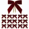 Colgante de lazo de terciopelo rojo, lazo navideño aterciopelado, caja de regalo de árbol de Navidad, fabricante de decoración floral navideña