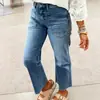 Comércio Exterior Wish Primavera/Outono Roupas Femininas Europeu/Americano Não Apertado Calças de Perna Larga Confortável Casual Bolsos Patch Jeans Retrô Atacado